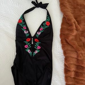 Kate Spade Embroidered Floral One Piece Swimsuit